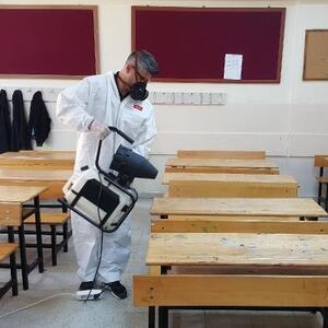 Çankayada LGS öncesi okullar dezenfekte edildi