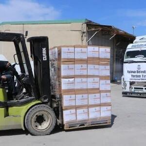 Yalova Belediyesinden, deprem bölgesine 1500 koli  Bereket paketi yardımı