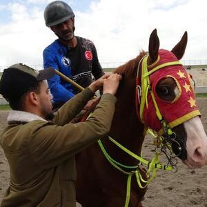 Erzurumda başlayan cirit liginde müsabaka öncesi atlara çip kontrolü