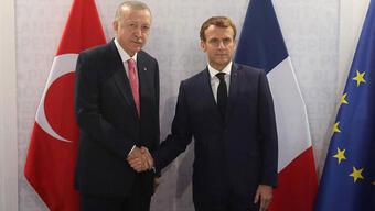 SON DAKİKA: Cumhurbaşkanı Erdoğan, Macron ile görüştü