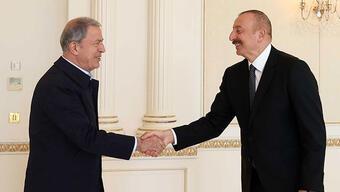 Bakan Akar ve beraberindeki TSK komuta kademesi Aliyev ile görüştü