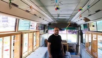 Cam ve ebru sanatçısı çift, 'atölye otobüs' ile Türkiye turunda