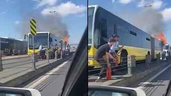 Haliç'te metrobüste yangın