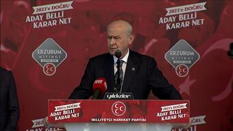 MHP lideri Bahçeli, Erzurum'da 'Aday Belli Karar Net' mitinginde konuşuyor