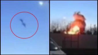 Rusya'da savaş uçağı 2 katlı binanın üzerine düştü