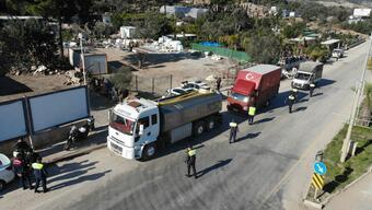 Bodrum'da hafriyat kamyonu denetimi; 1 milyon lira ceza kesildi