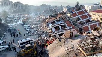 Kahramanmaraş'ın Trabzon Caddesi'nde yaşanan yıkımın drone görüntüleri