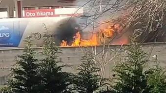 Sultanbeyli'de akaryakıt istasyonunda tankerde yangın