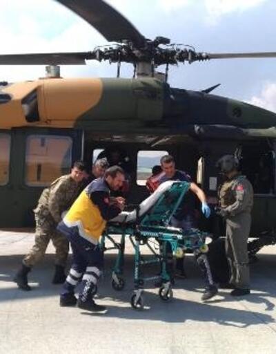 Barajda yaralanan işçi, hastaneye askeri helikopterle ulaştırıldı