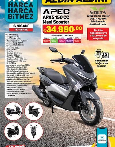 6 Nisan 2023 A101 aktüel ürünler kataloğu: A101 Perşembe APEC Maxi Scooter fiyatı