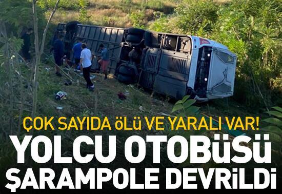 İlk belirlemelere göre 6 kişi hayatını kaybetti, 25 kişi yaralandıLüleburgaz'da yolcu otobüsü devrildi