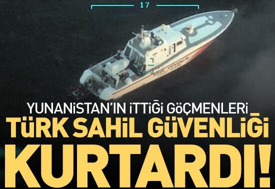 Yunanistan'ın göçmenleri Türk kara sularına ittiği anlar İHA ile tespit edildi