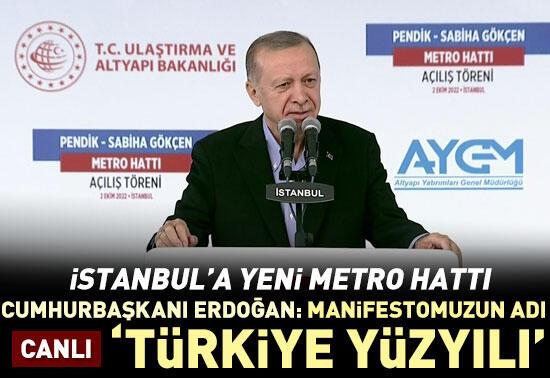 Cumhurbaşkanı Erdoğan, açılış töreninde konuşuyorPendik-Sabiha Gökçen metrosu seferlere başlıyor