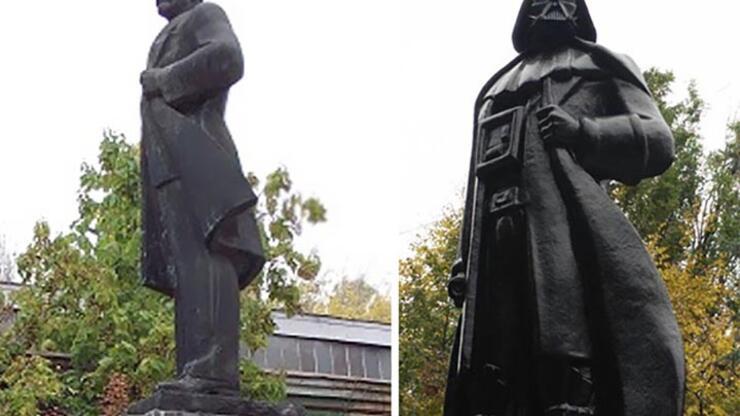 Ukrayna'da Lenin heykelini Darth Vader'a dönüştürdüler
