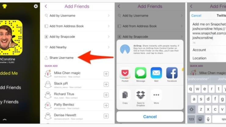 Snapchat profilleri tek tuşla paylaşılıp, arkadaş eklenebiliyor!