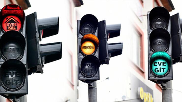 Vatandaşlara trafik ışıklarıyla mesaj 