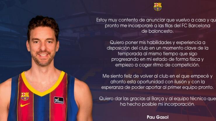 Pau Gasol Barcelona'ya döndü