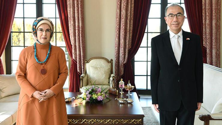 Emine Erdoğan, Japonya'nın Ankara Büyükelçisi Kazuhiro Suzuki ile görüştü