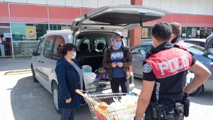 Edirne'de markete aracıyla gidenlere ceza