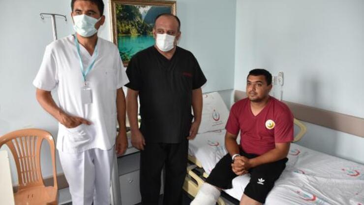 Yangına müdahale sırasında düşen Azerbaycanlı itfaiye erinin kırılan bacağına platin takıldı