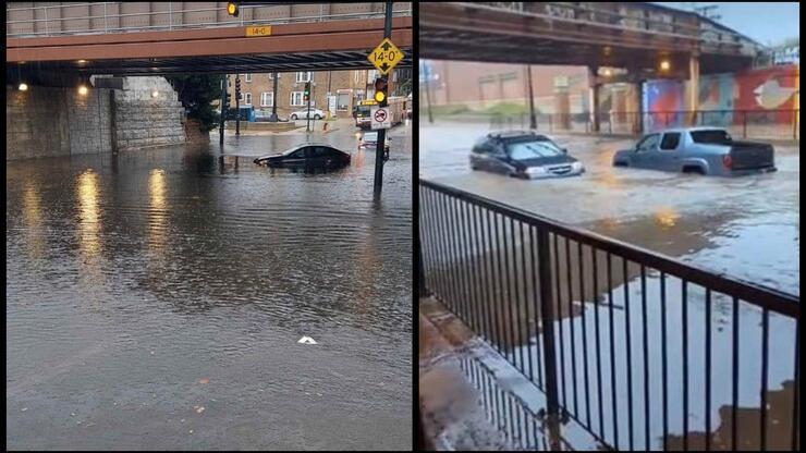 'Rüzgârlı şehir' Chicago'da şiddetli yağış: Rögar patladı, caddeler sular altında kaldı