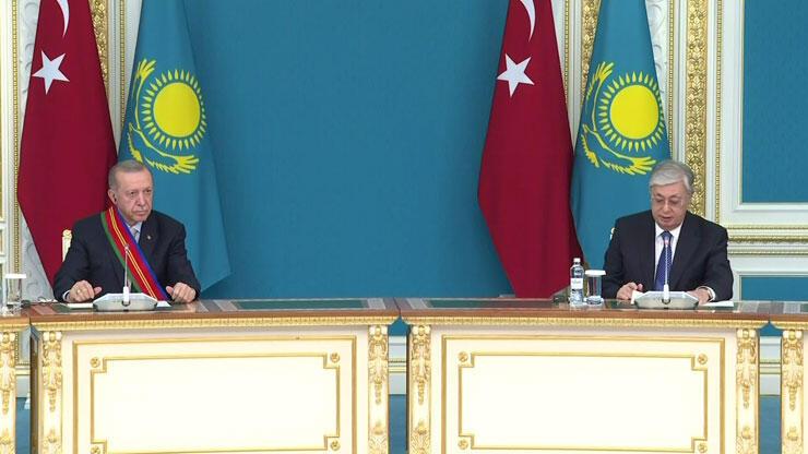 Son dakika... Cumhurbaşkanı Erdoğan'dan Astana'da açıklamalar! Tokayev''den Erdoğan'a dostluk devlet nişanı 
