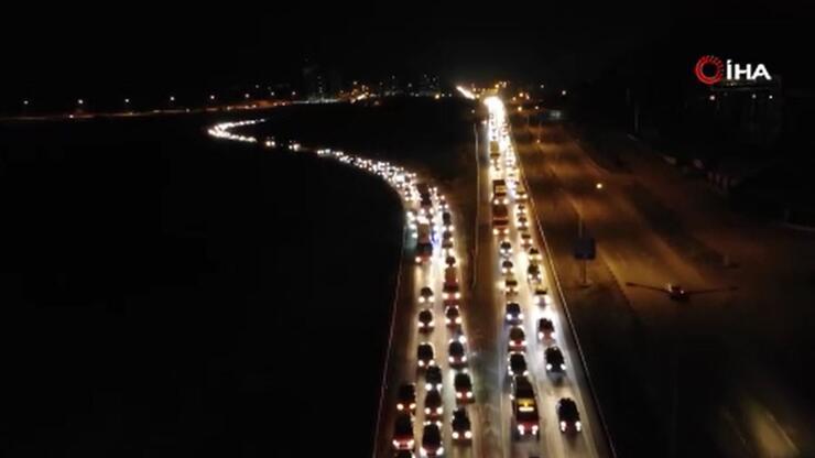 43 ilin geçiş güzergahında hafta sonu trafiği havadan görüntülendi