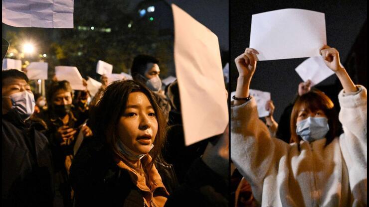 Çin'deki protestoların sembolü boş beyaz kağıtlar oldu