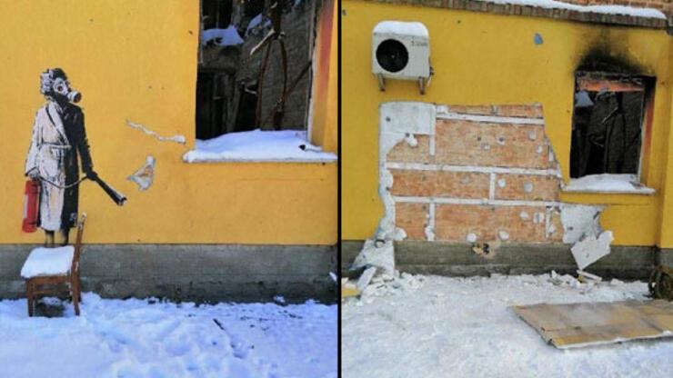 Banksy’nin Ukrayna’daki bir eseri duvardan sökülerek çalınmak istendi