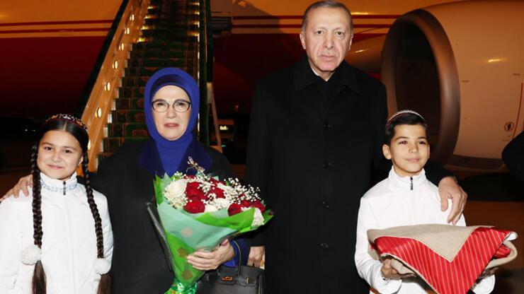 Cumhurbaşkanı Erdoğan Türkmenistan'a ulaştı