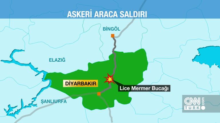 Diyarbakır-Bingöl karayolunda askeri araca bombalı saldırı
