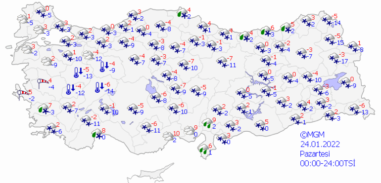 İstanbul kar yağışı kaç gün sürecek 24 Ocak 2022 hava durumu