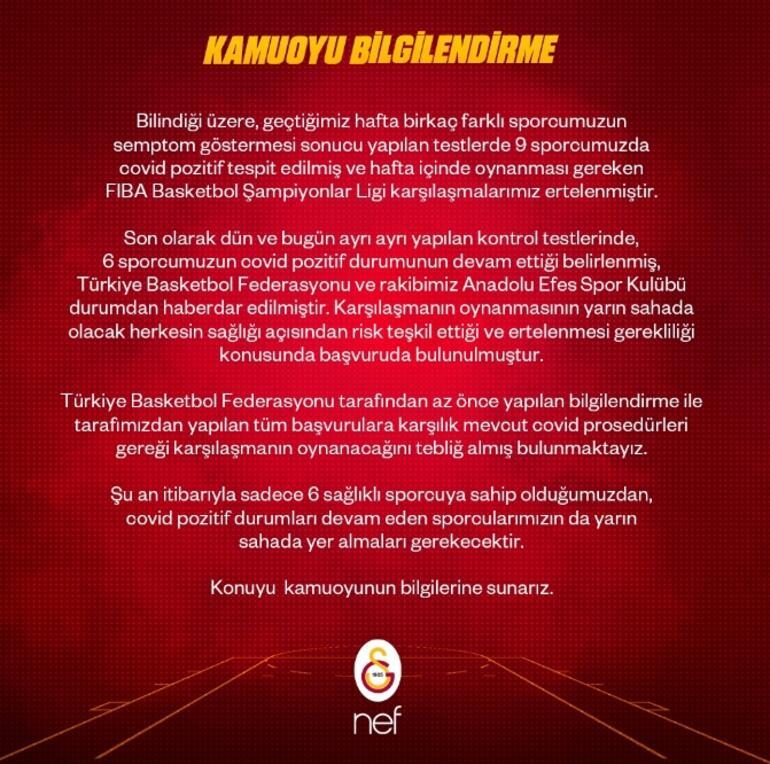 Galatasaray: Kovid olan oyuncular da kadroda olacak