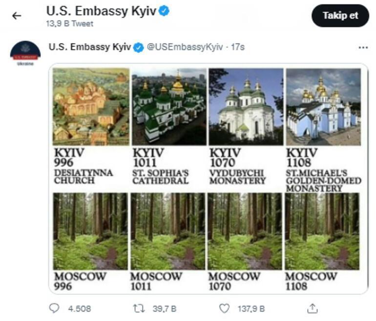 ABDnin Kiev Büyükelçiliğinden dikkat çeken paylaşım