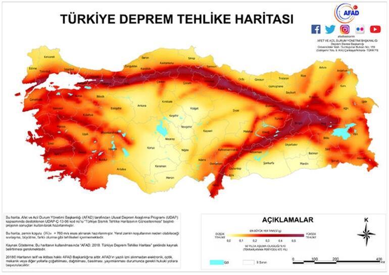 Türkiye Fay Hattı Haritası 2023 MTA diri fay hatları hangi illerden geçiyor AFAD Türkiye Deprem Tehlike Haritası sorgulama